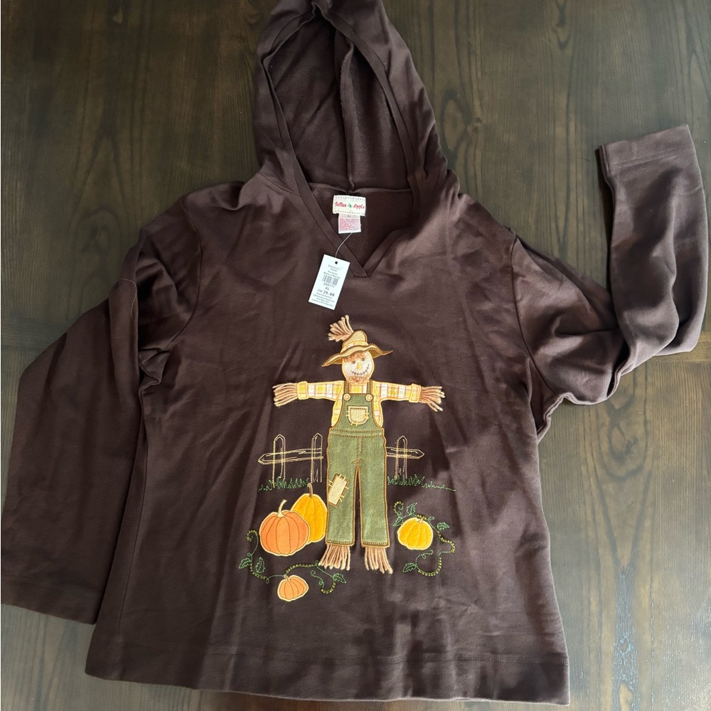 NWT XL Fall Hoodie Autumn Scarecrow Halloween